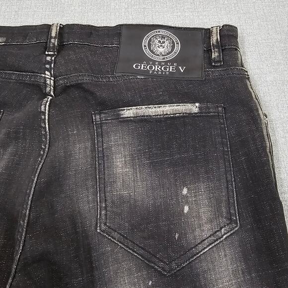 Avenue George V Paris Jeans Mens 36 Black Silver Skater Streetwear Grunge Punk - Picture 8 of 16